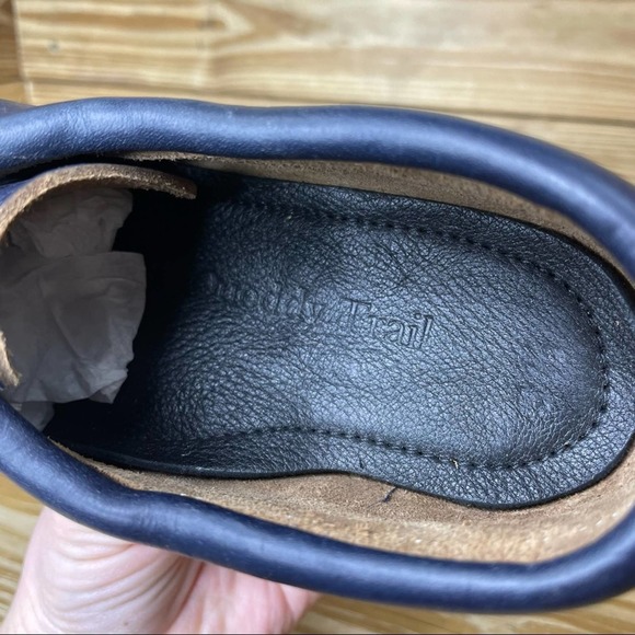 Quoddy Women’s 5 Blucher Moccasin Loafer Dark Blue Leather Lace Up Shoe - Picture 6 of 7